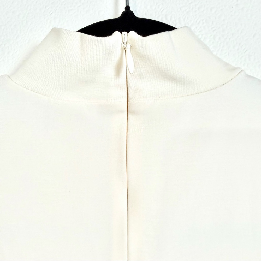 Sunday Best Cream Mock Neck Fit & Flare Mini Dress Size S Long Sleeve Skater - Picture 12 of 16
